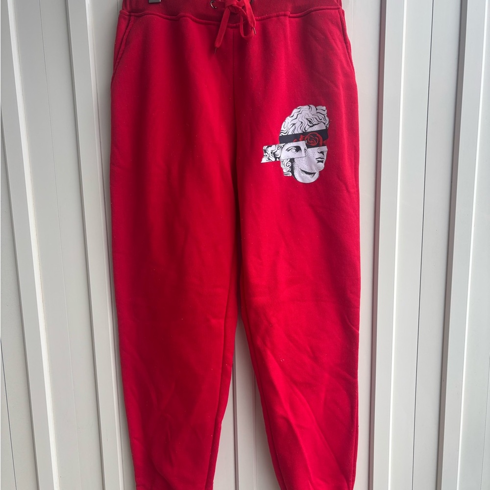 Red Drawstring Sweatpants - Picture 2 of 5